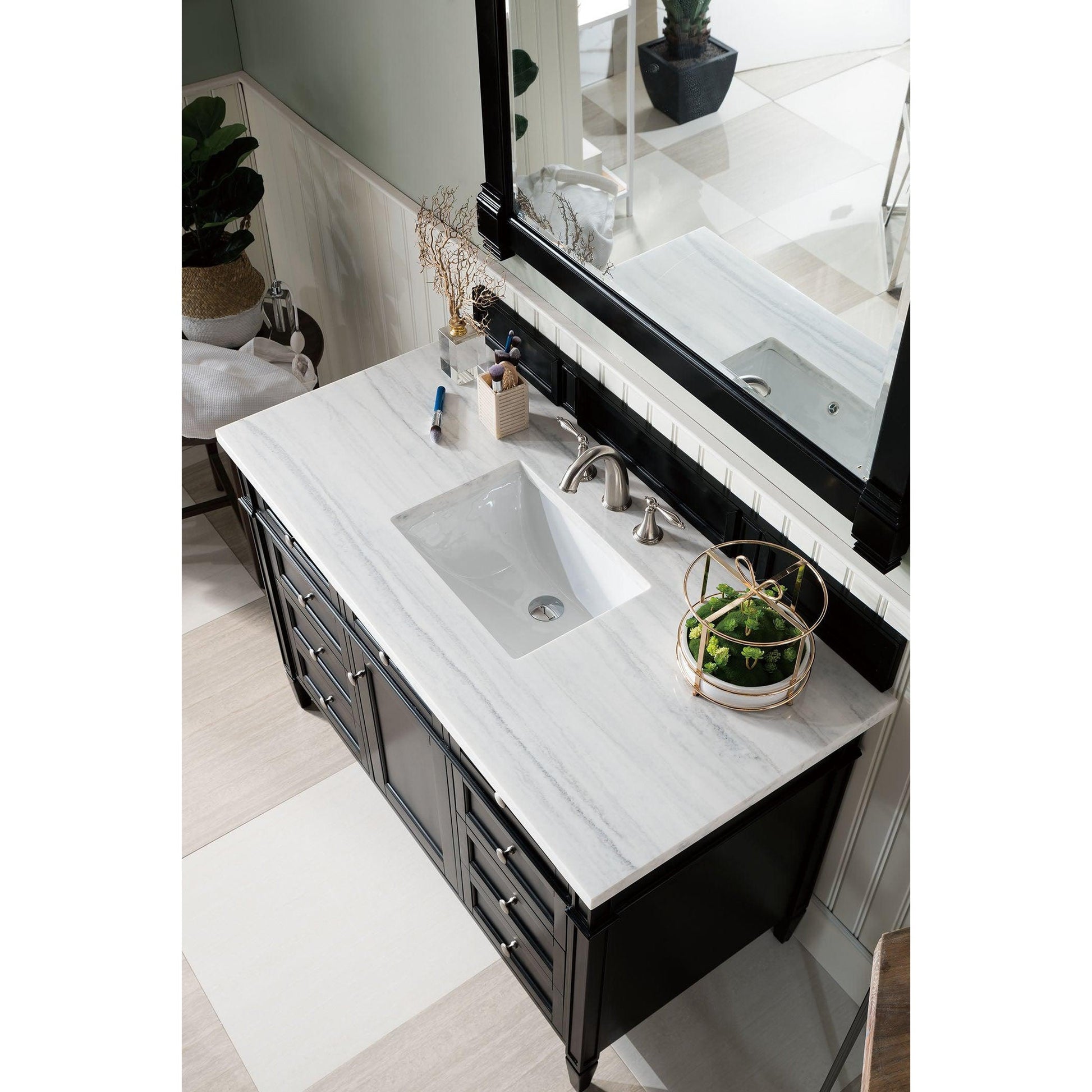 James Martin Vanities Brittany 48" Black Onyx Single Vanity With 3cm Arctic Fall Solid Surface Top