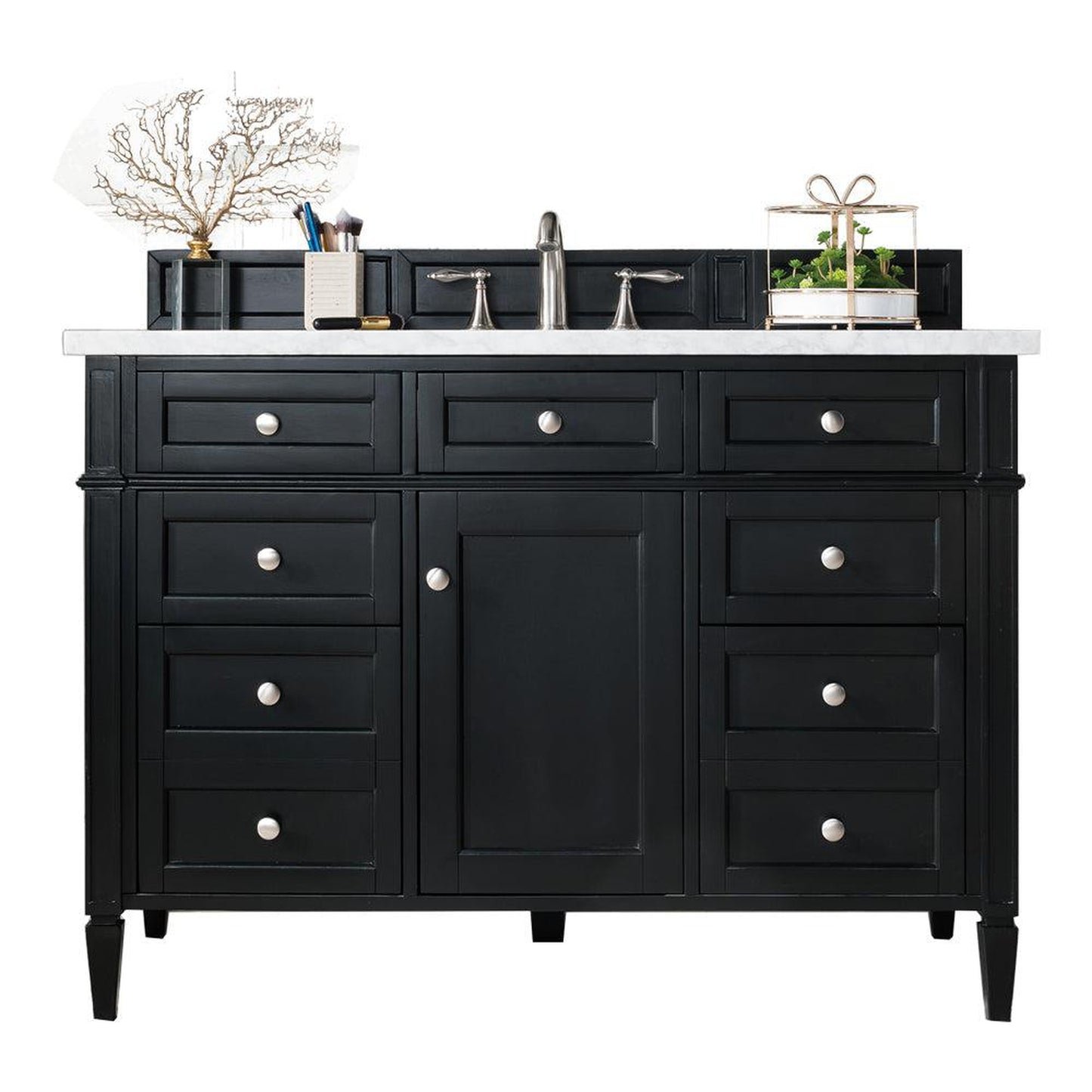 James Martin Vanities Brittany 48" Black Onyx Single Vanity With 3cm Arctic Fall Solid Surface Top