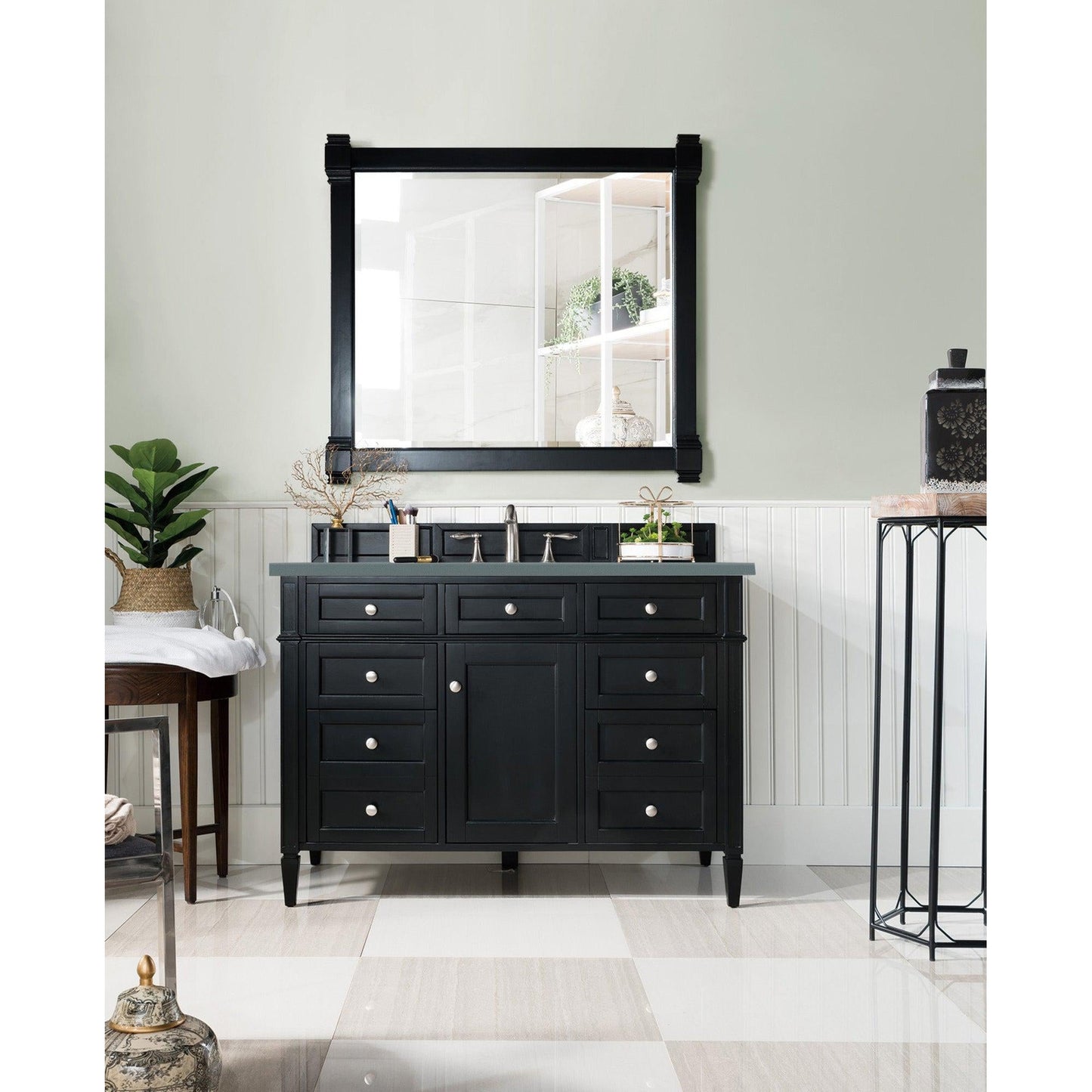 James Martin Vanities Brittany 48" Black Onyx Single Vanity With 3cm Cala Blue Quartz Top