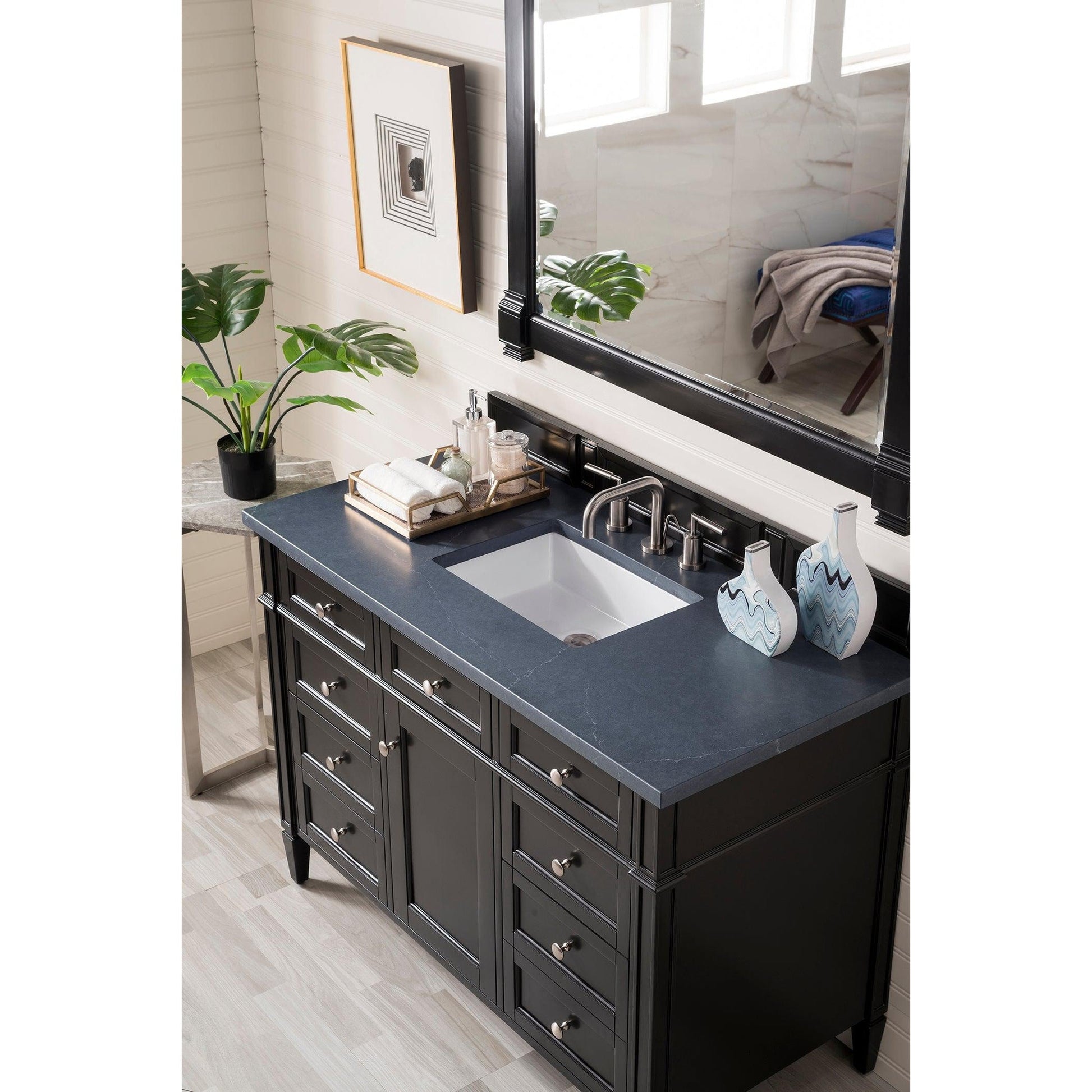 James Martin Vanities Brittany 48" Black Onyx Single Vanity With 3cm Charcoal Soapstone Quartz Top