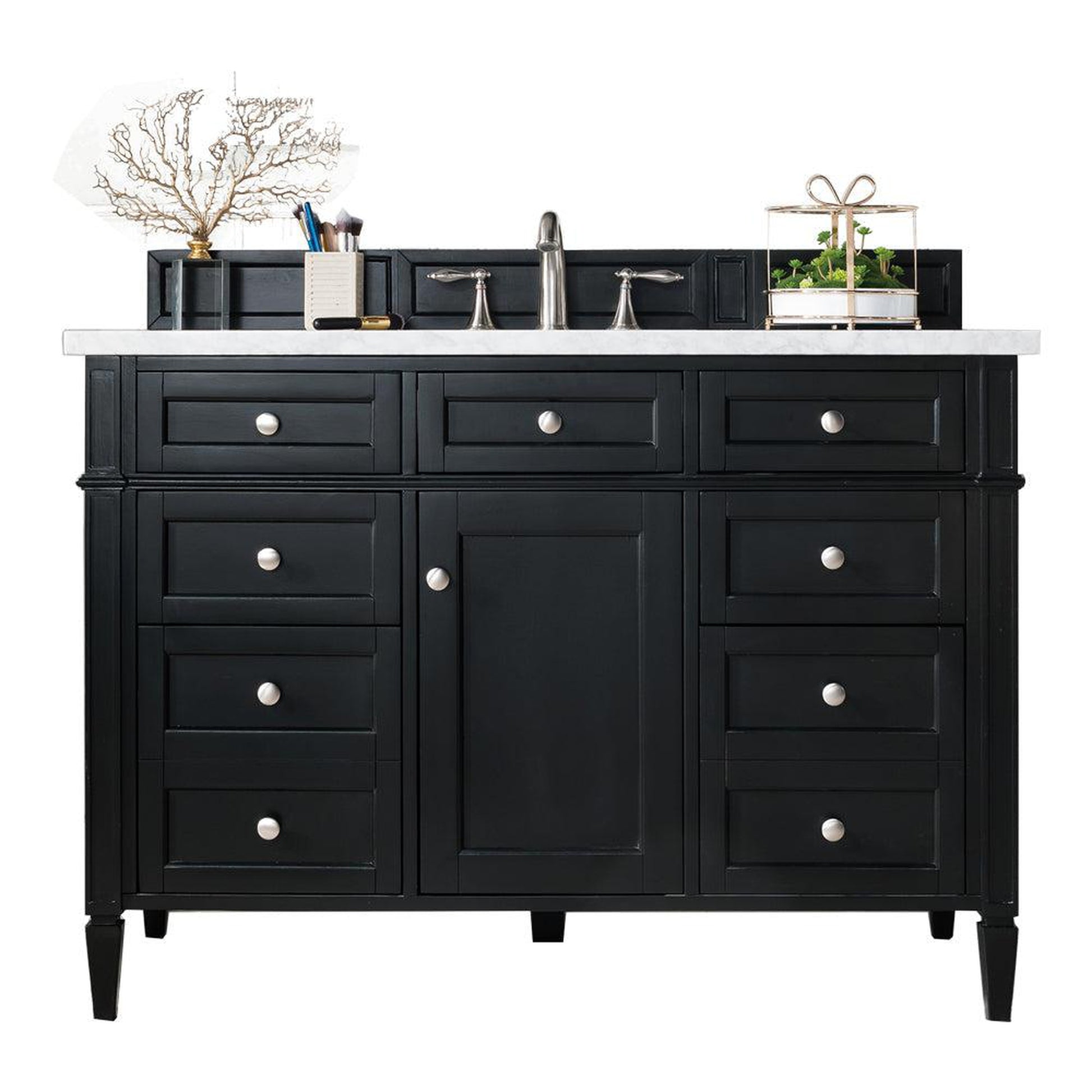 James Martin Vanities Brittany 48" Black Onyx Single Vanity With 3cm Eternal Jasmine Pearl Quartz Top