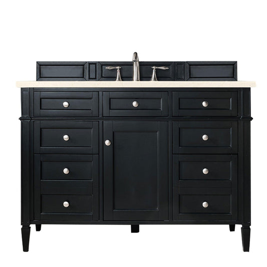 James Martin Vanities Brittany 48" Black Onyx Single Vanity With 3cm Eternal Marfil Quartz Top