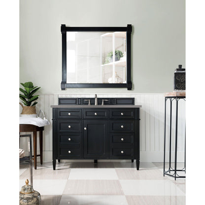 James Martin Vanities Brittany 48" Black Onyx Single Vanity With 3cm Grey Expo Quartz Top