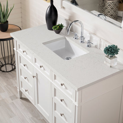 James Martin Vanities Brittany 48" Bright White Single Vanity With 3 cm Lime Delight Quartz Top