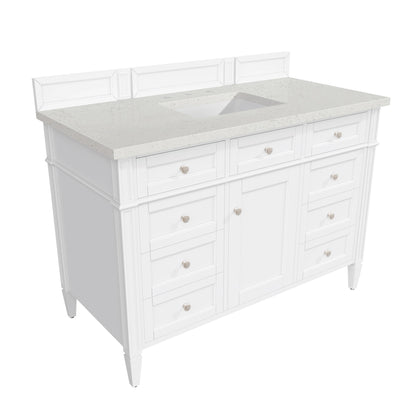 James Martin Vanities Brittany 48" Bright White Single Vanity With 3 cm Lime Delight Quartz Top