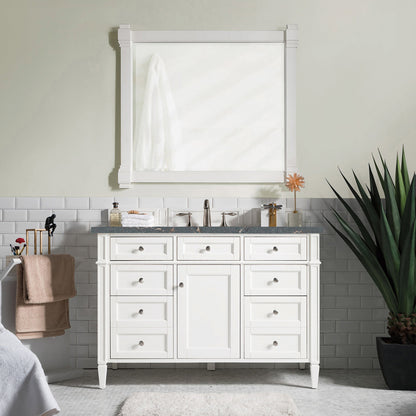 James Martin Vanities Brittany 48" Bright White Single Vanity With 3 cm Parisien Bleu Quartz Top