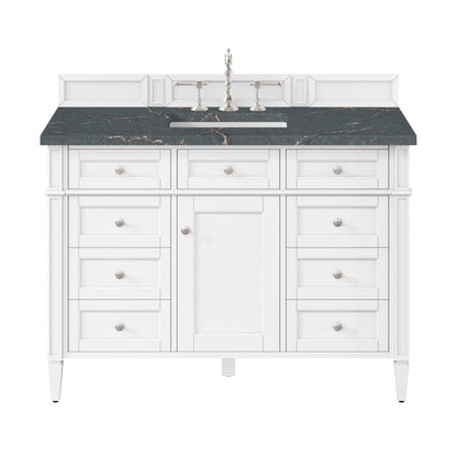 James Martin Vanities Brittany 48" Bright White Single Vanity With 3 cm Parisien Bleu Quartz Top