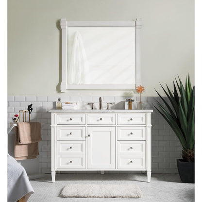 James Martin Vanities Brittany 48" Bright White Single Vanity With 3cm Arctic Fall Solid Surface Top
