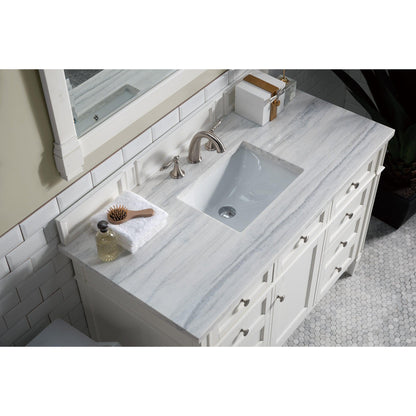 James Martin Vanities Brittany 48" Bright White Single Vanity With 3cm Arctic Fall Solid Surface Top