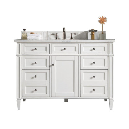 James Martin Vanities Brittany 48" Bright White Single Vanity With 3cm Arctic Fall Solid Surface Top