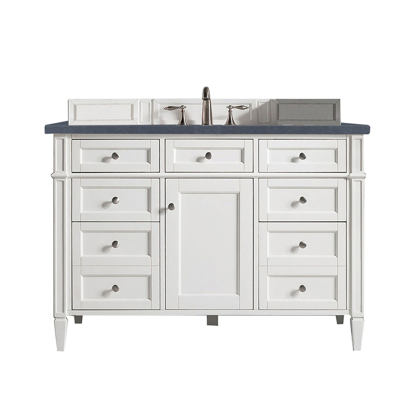 James Martin Vanities Brittany 48" Bright White Single Vanity With 3cm Charcoal Soapstone Quartz Top