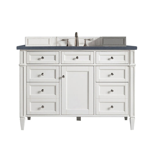 James Martin Vanities Brittany 48" Bright White Single Vanity With 3cm Charcoal Soapstone Quartz Top