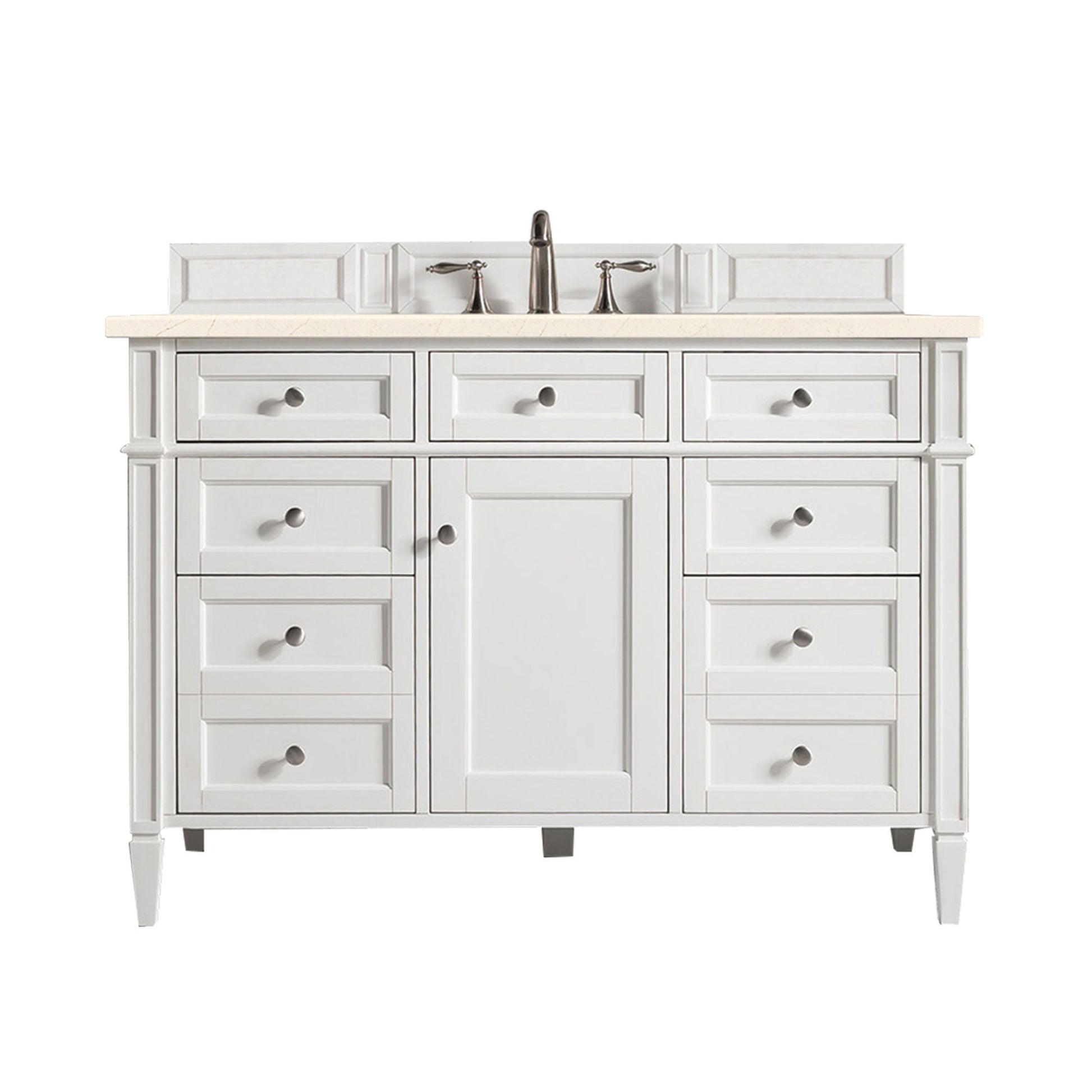 James Martin Vanities Brittany 48" Bright White Single Vanity With 3cm Eternal Marfil Quartz Top