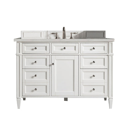 James Martin Vanities Brittany 48" Bright White Single Vanity With 3cm Eternal Serena Quartz Top