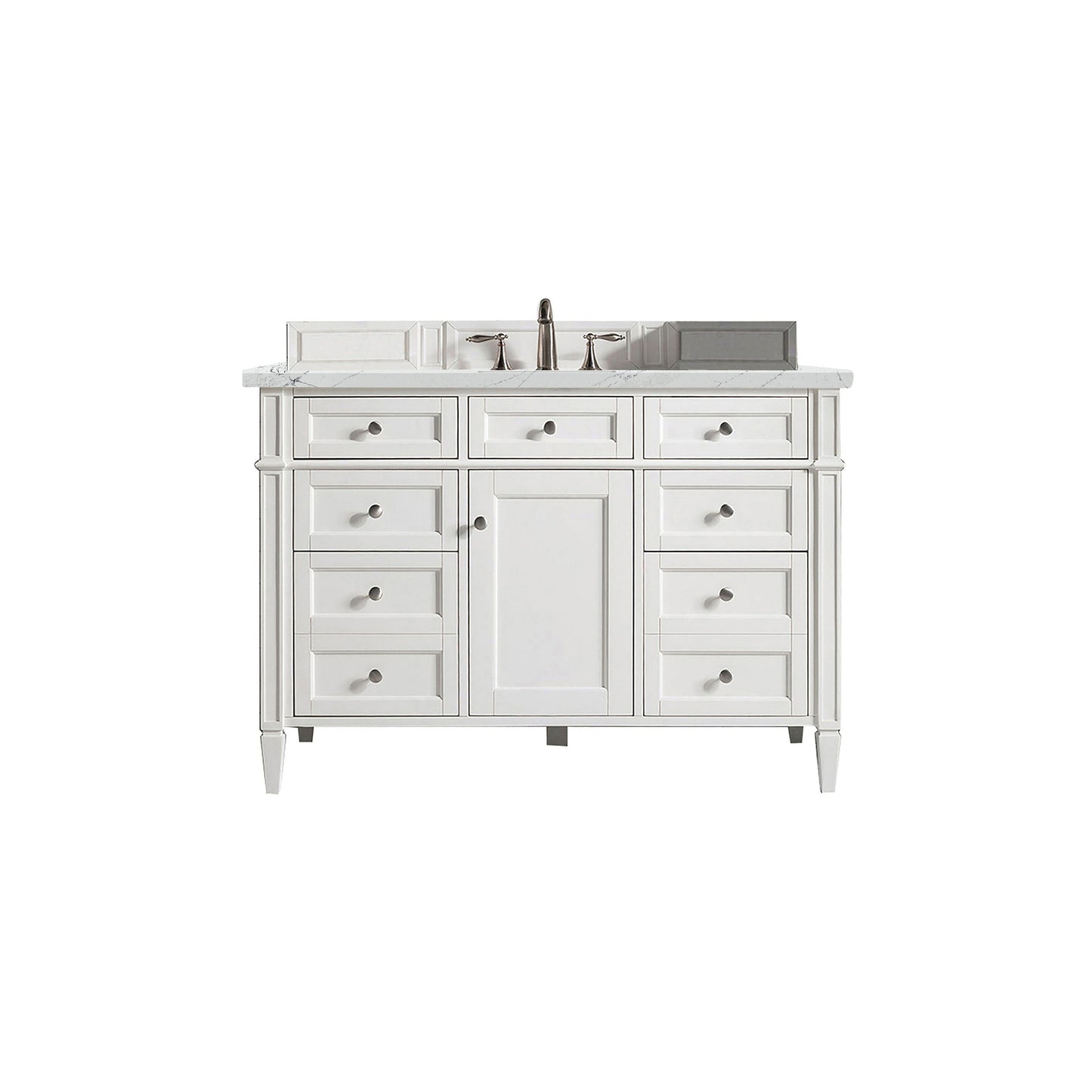 James Martin Vanities Brittany 48" Bright White Single Vanity With 3cm Ethereal Noctis Quartz Top