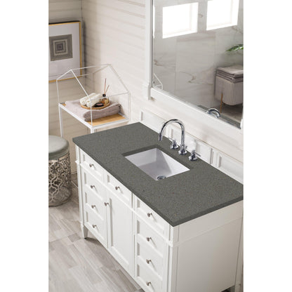 James Martin Vanities Brittany 48" Bright White Single Vanity With 3cm Grey Expo Quartz Top