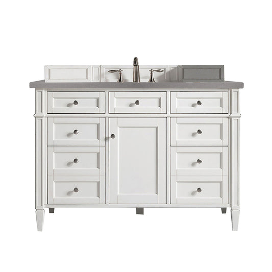 James Martin Vanities Brittany 48" Bright White Single Vanity With 3cm Grey Expo Quartz Top