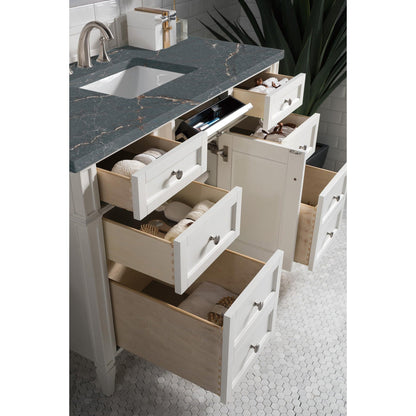 James Martin Vanities Brittany 48" Bright White Single Vanity With 3cm Parisien Bleu Silestone Top and FreePower Wireless Charger