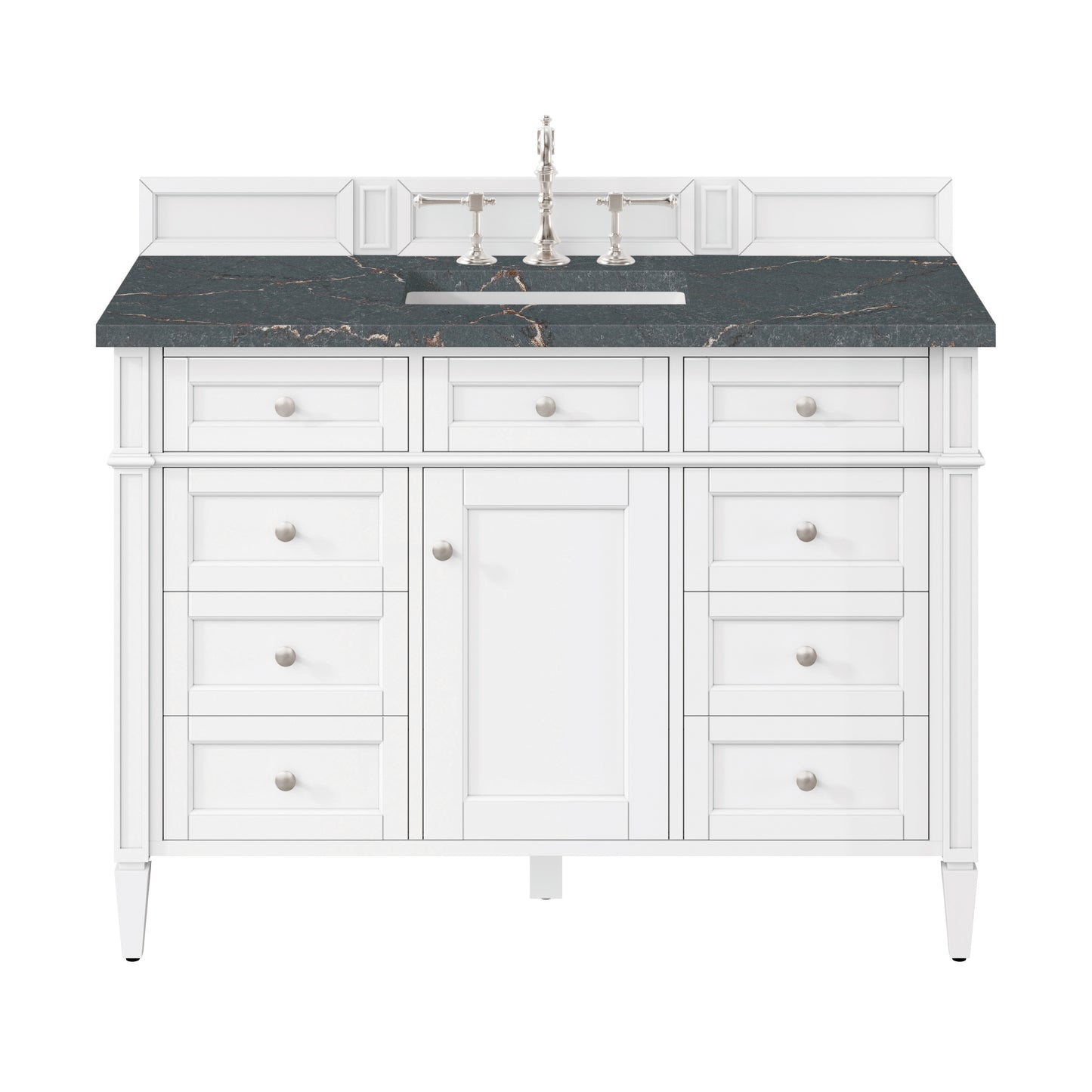 James Martin Vanities Brittany 48" Bright White Single Vanity With 3cm Parisien Bleu Silestone Top and FreePower Wireless Charger