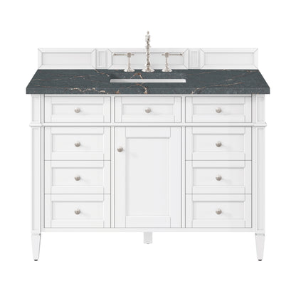 James Martin Vanities Brittany 48" Bright White Single Vanity With 3cm Parisien Bleu Silestone Top and FreePower Wireless Charger