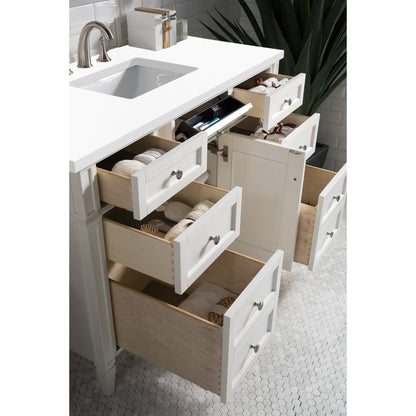 James Martin Vanities Brittany 48" Bright White Single Vanity With 3cm White Zeus Quartz Top