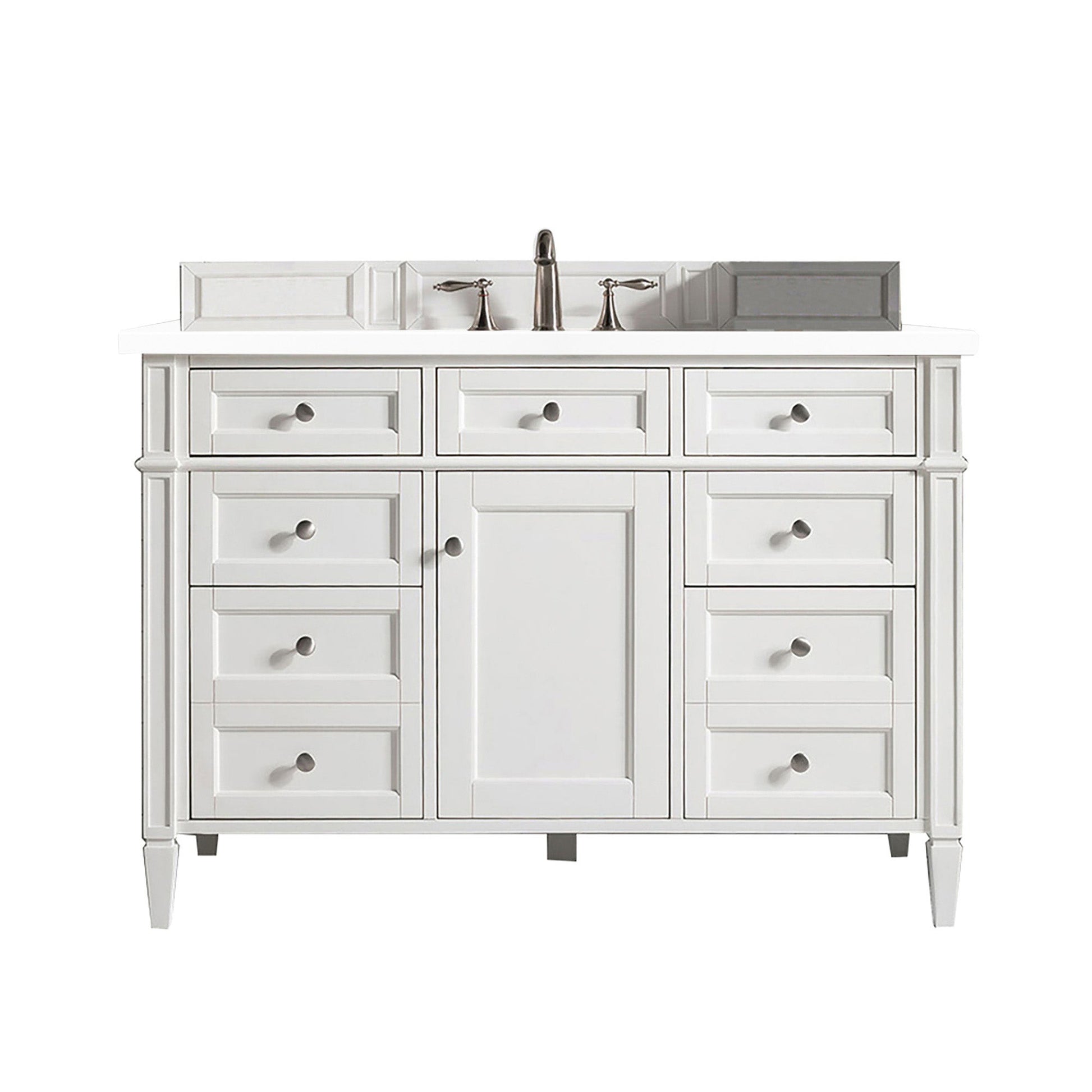 James Martin Vanities Brittany 48" Bright White Single Vanity With 3cm White Zeus Quartz Top