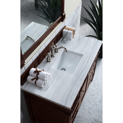 James Martin Vanities Brittany 48" Burnished Mahogany Single Vanity With 3cm Arctic Fall Solid Surface Top
