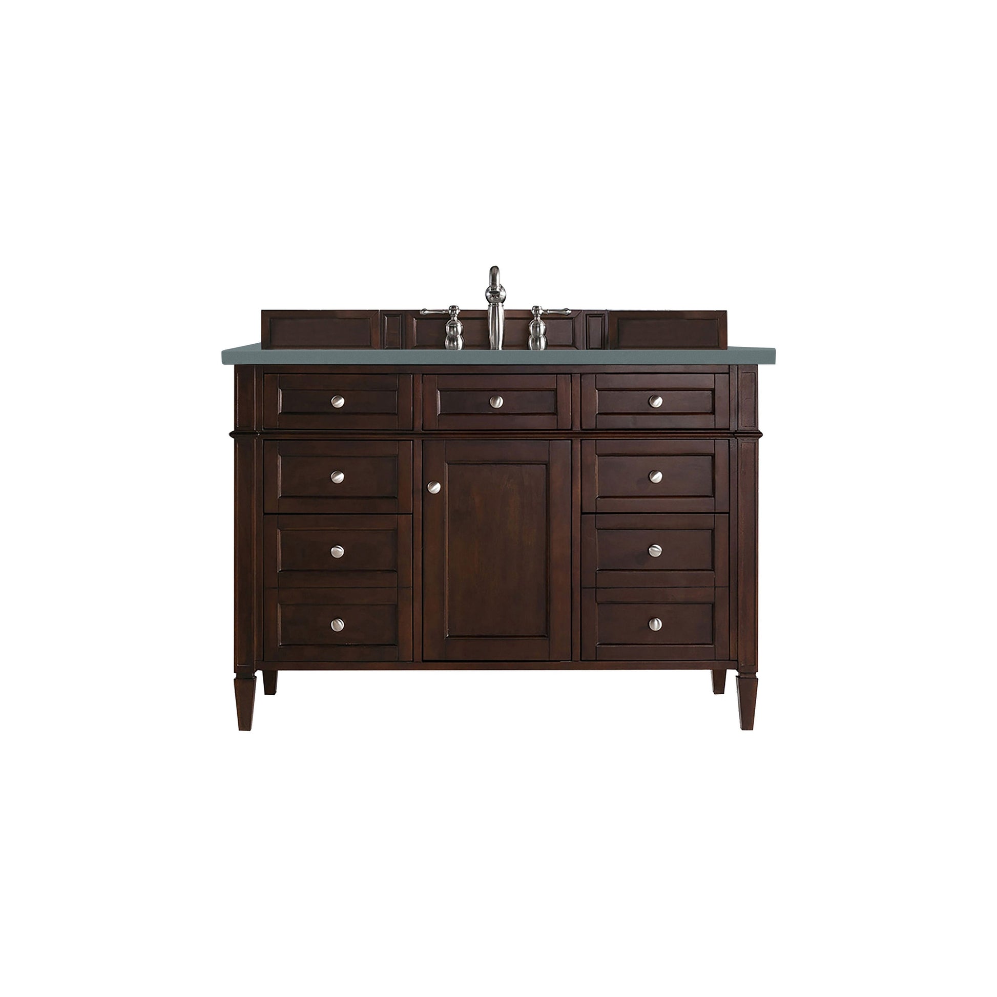 James Martin Vanities Brittany 48" Burnished Mahogany Single Vanity With 3cm Cala Blue Quartz Top