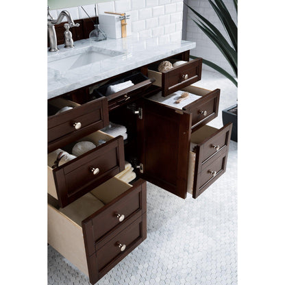 James Martin Vanities Brittany 48" Burnished Mahogany Single Vanity With 3cm Carrara Marble Top