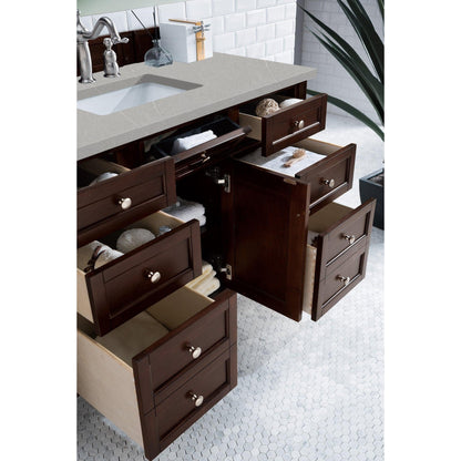 James Martin Vanities Brittany 48" Burnished Mahogany Single Vanity With 3cm Eternal Serena Quartz Top