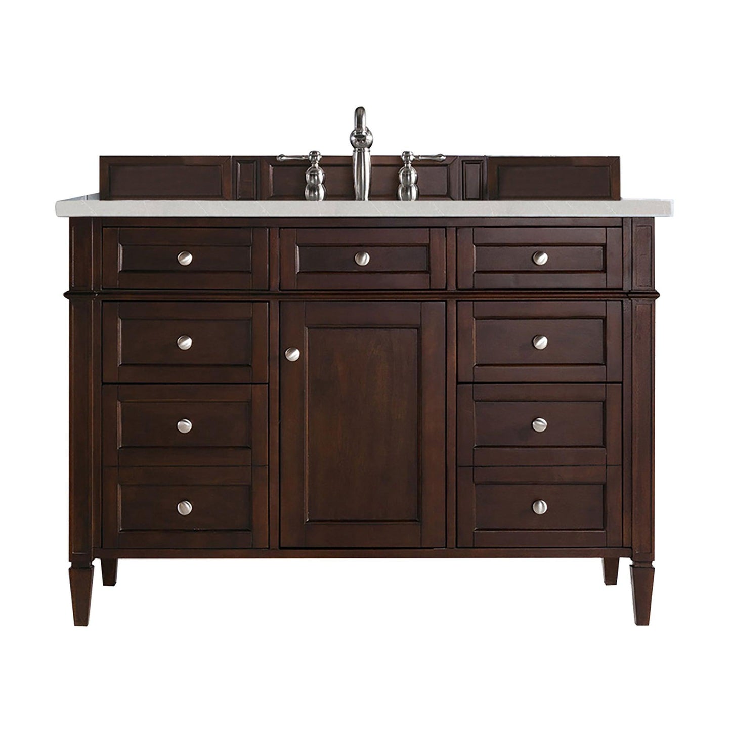 James Martin Vanities Brittany 48" Burnished Mahogany Single Vanity With 3cm Eternal Serena Quartz Top