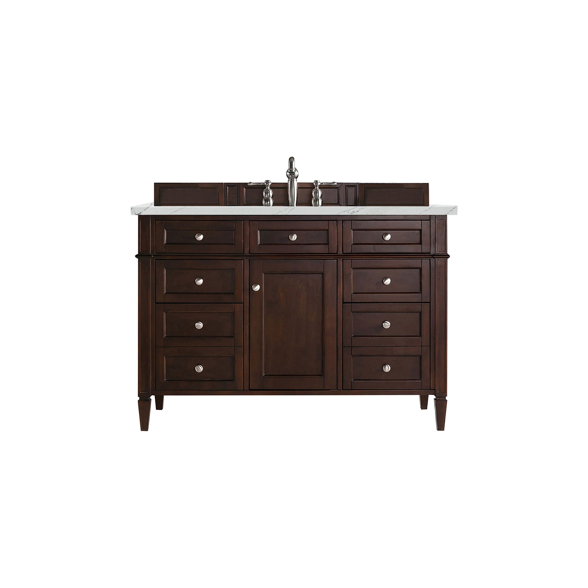 James Martin Vanities Brittany 48" Burnished Mahogany Single Vanity With 3cm Ethereal Noctis Quartz Top