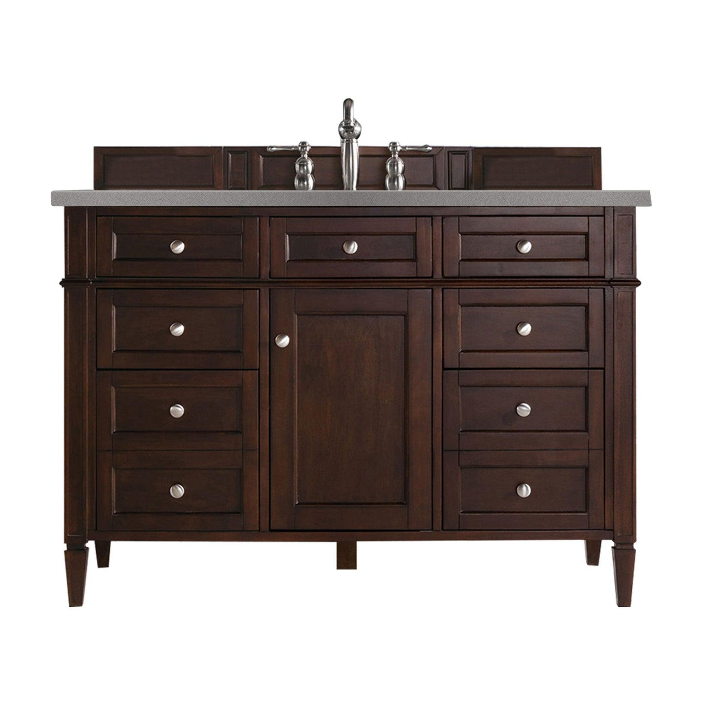 James Martin Vanities Brittany 48" Burnished Mahogany Single Vanity With 3cm Grey Expo Quartz Top