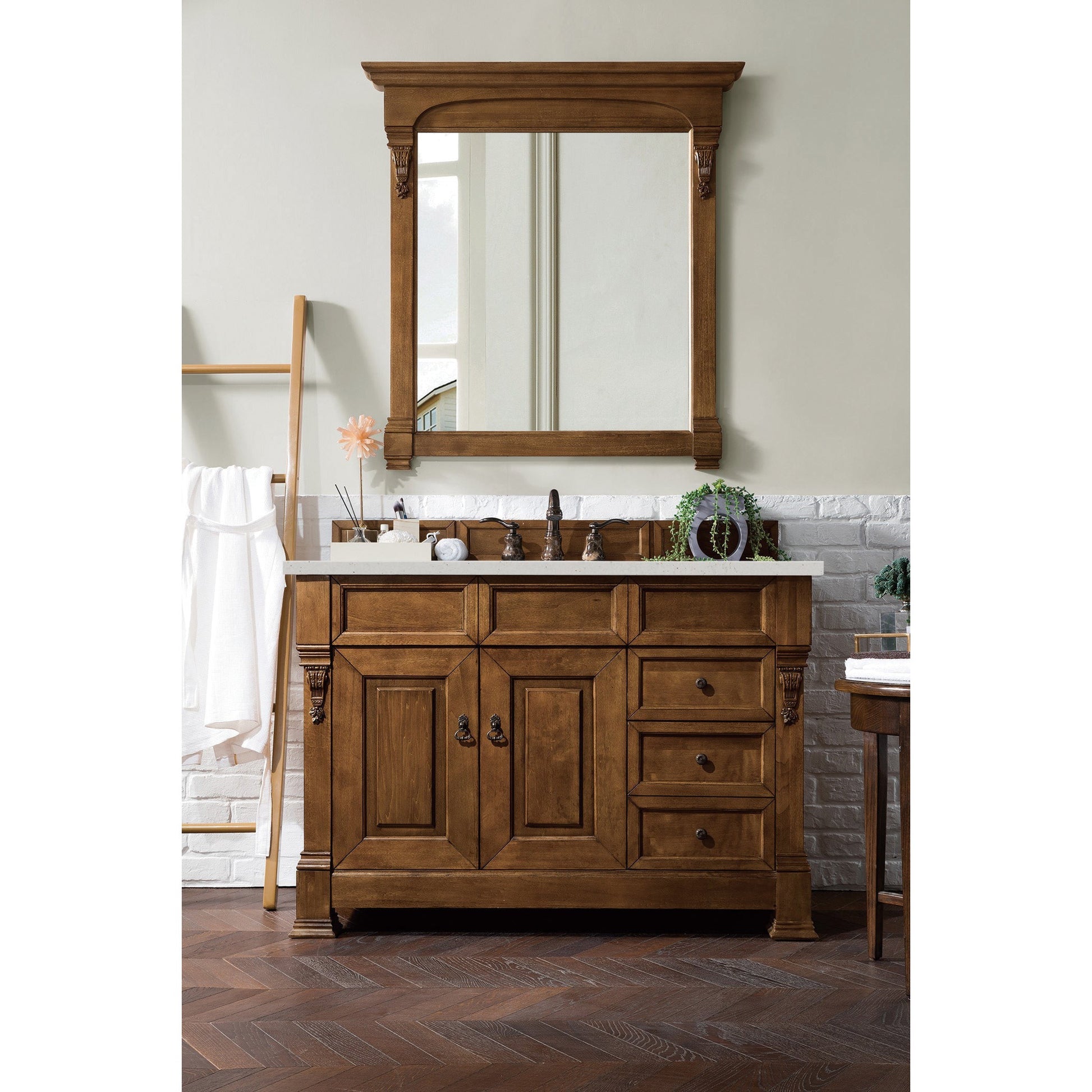 James Martin Vanities Brittany 48" Country Oak Single Vanity With 3 cm Lime Delight Quartz Top