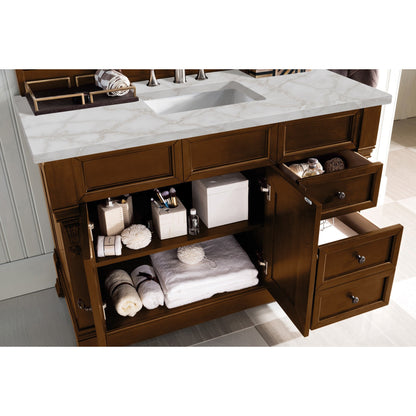 James Martin Vanities Brittany 48" Country Oak Single Vanity With 3 cm Victorian Silver Quartz Top