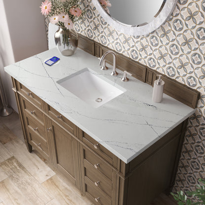 James Martin Vanities Brittany 48" Saddle Brown Single Vanity With 3 cm Ethereal Noctis Silestone Top and FreePower Wireless Charger