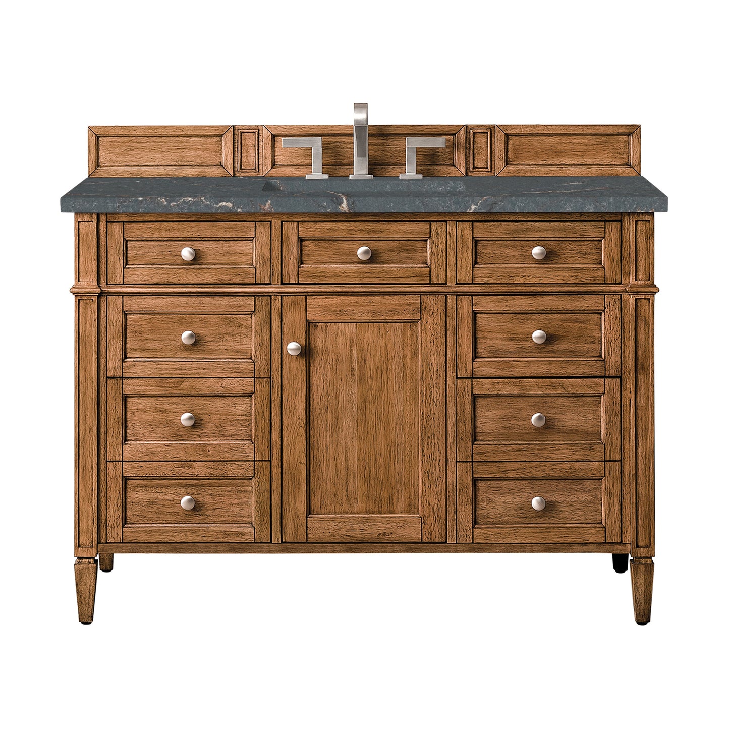 James Martin Vanities Brittany 48" Saddle Brown Single Vanity With 3 cm Parisien Bleu Quartz Top