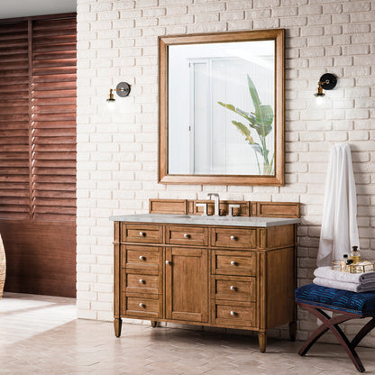 James Martin Vanities Brittany 48" Saddle Brown Single Vanity With 3 cm Victorian Silver Silestone Top and FreePower Wireless Charger