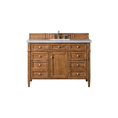 James Martin Vanities Brittany 48" Saddle Brown Single Vanity With 3cm Arctic Fall Solid Surface Top