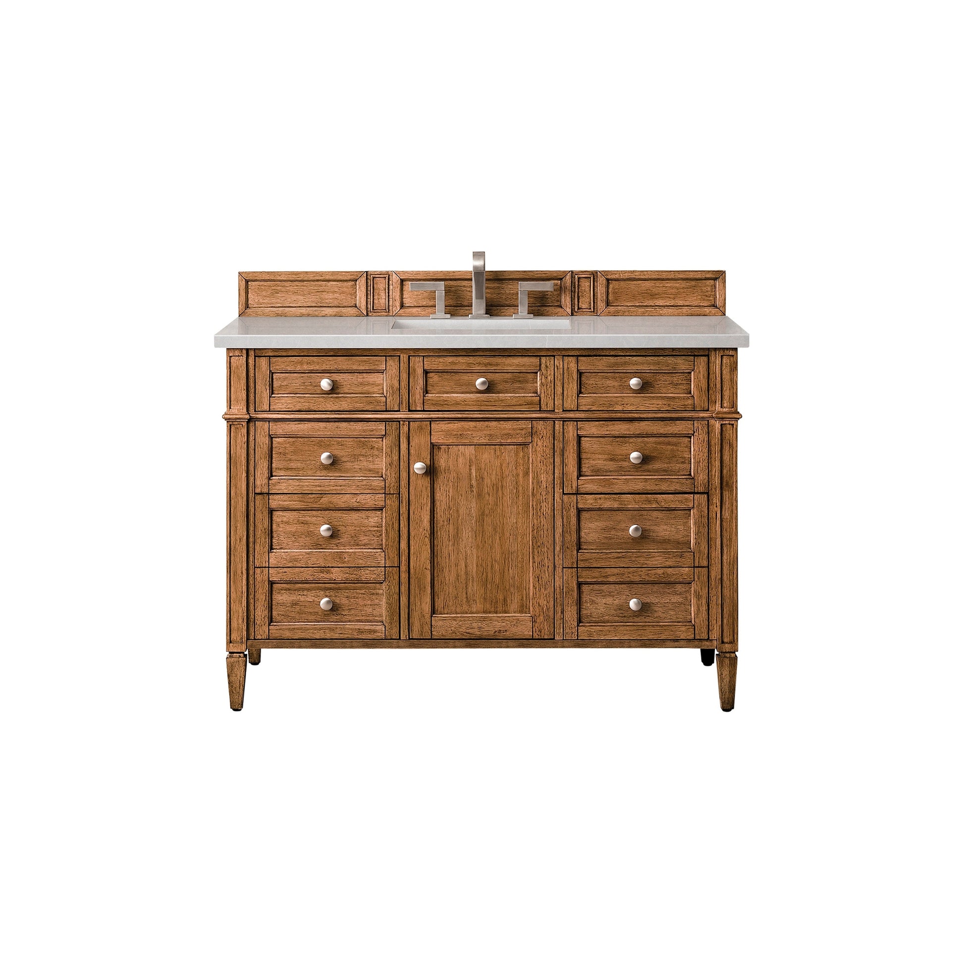 James Martin Vanities Brittany 48" Saddle Brown Single Vanity With 3cm Eternal Serena Quartz Top