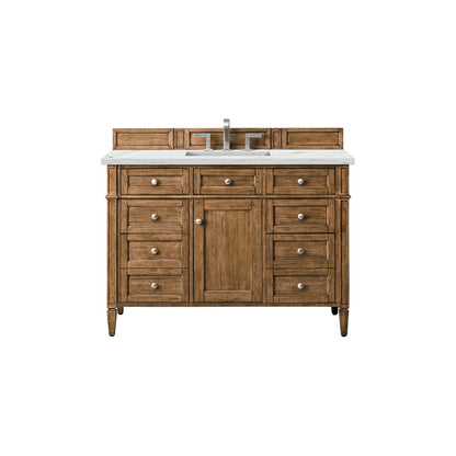 James Martin Vanities Brittany 48" Saddle Brown Single Vanity With 3cm Ethereal Noctis Quartz Top