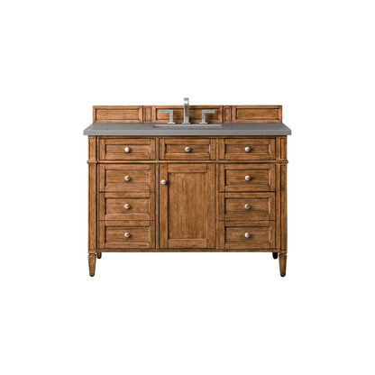 James Martin Vanities Brittany 48" Saddle Brown Single Vanity With 3cm Grey Expo Quartz Top