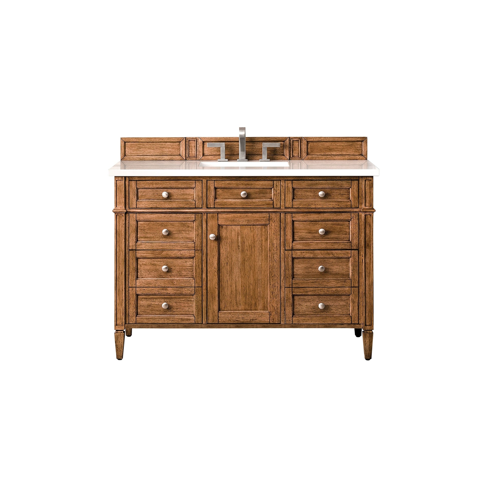 James Martin Vanities Brittany 48" Saddle Brown Single Vanity With 3cm White Zeus Quartz Top