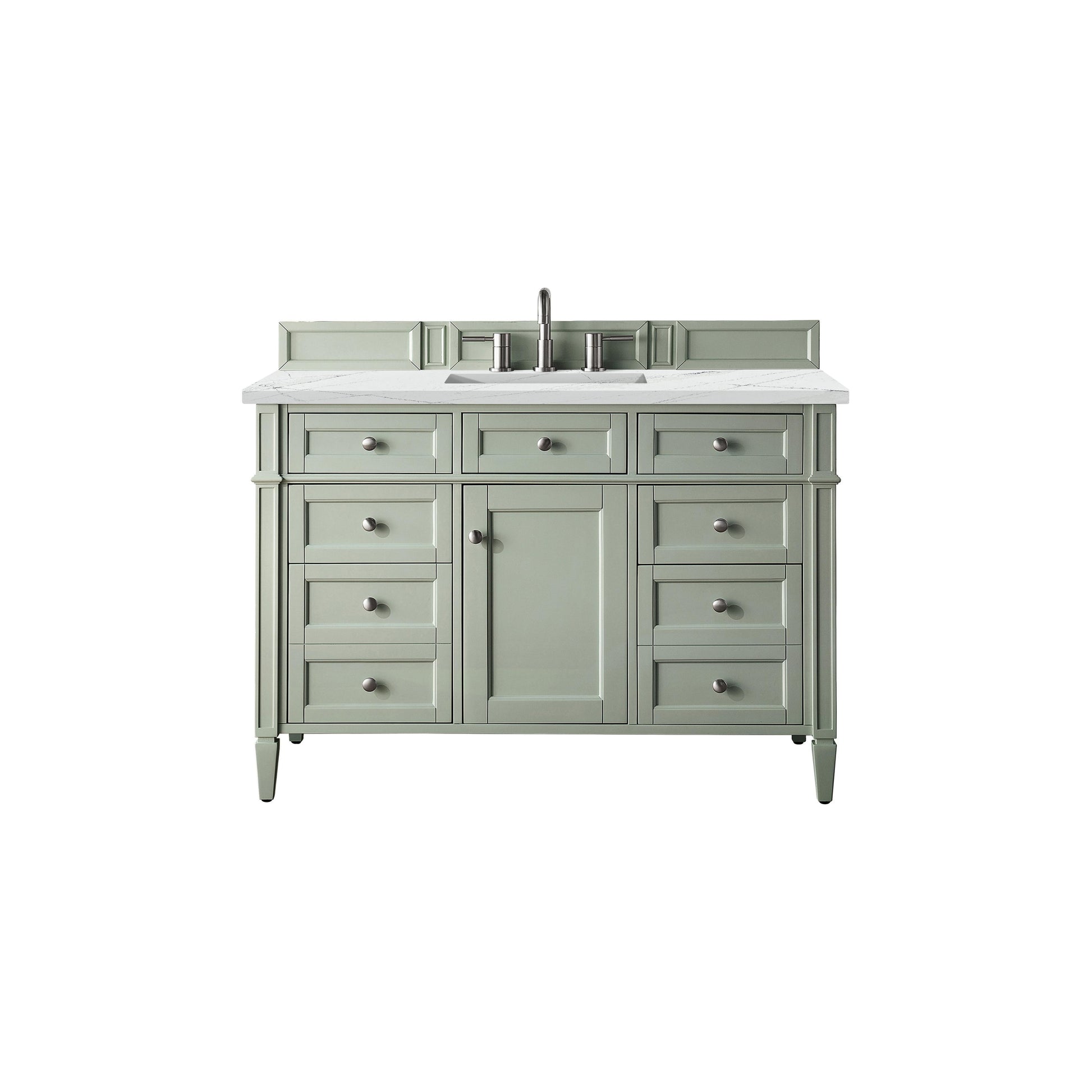 James Martin Vanities Brittany 48" Sage Green Single Vanity With 3 cm Ethereal Noctis Silestone Top and FreePower Wireless Charger