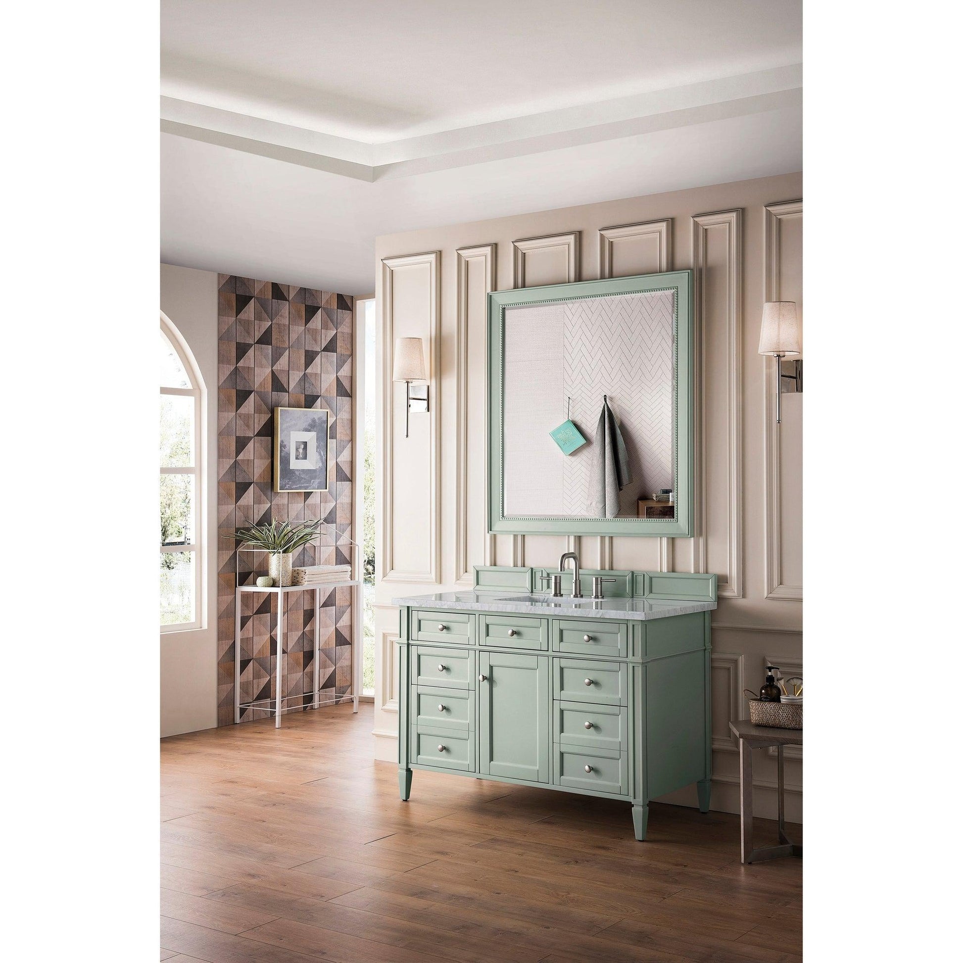 James Martin Vanities Brittany 48" Sage Green Single Vanity With 3cm Arctic Fall Solid Surface Top