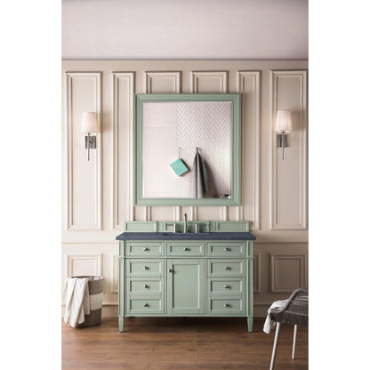 James Martin Vanities Brittany 48" Sage Green Single Vanity With 3cm Charcoal Soapstone Quartz Top