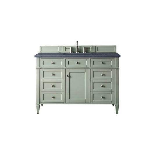 James Martin Vanities Brittany 48" Sage Green Single Vanity With 3cm Charcoal Soapstone Quartz Top