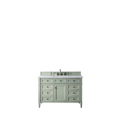 James Martin Vanities Brittany 48" Sage Green Single Vanity With 3cm Eternal Jasmine Pearl Quartz Top