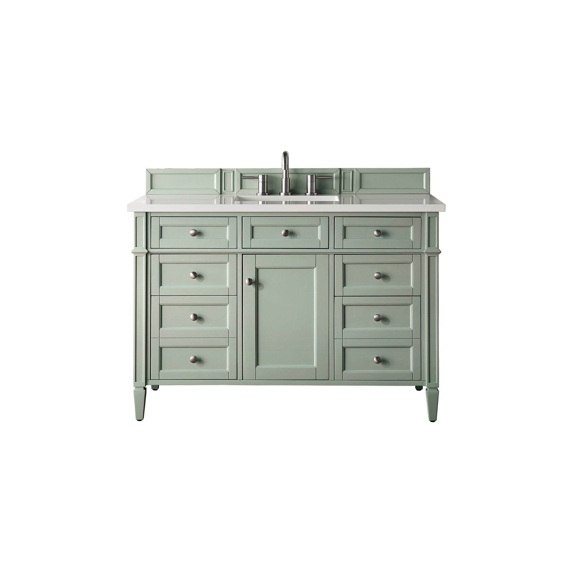 James Martin Vanities Brittany 48" Sage Green Single Vanity With 3cm White Zeus Quartz Top