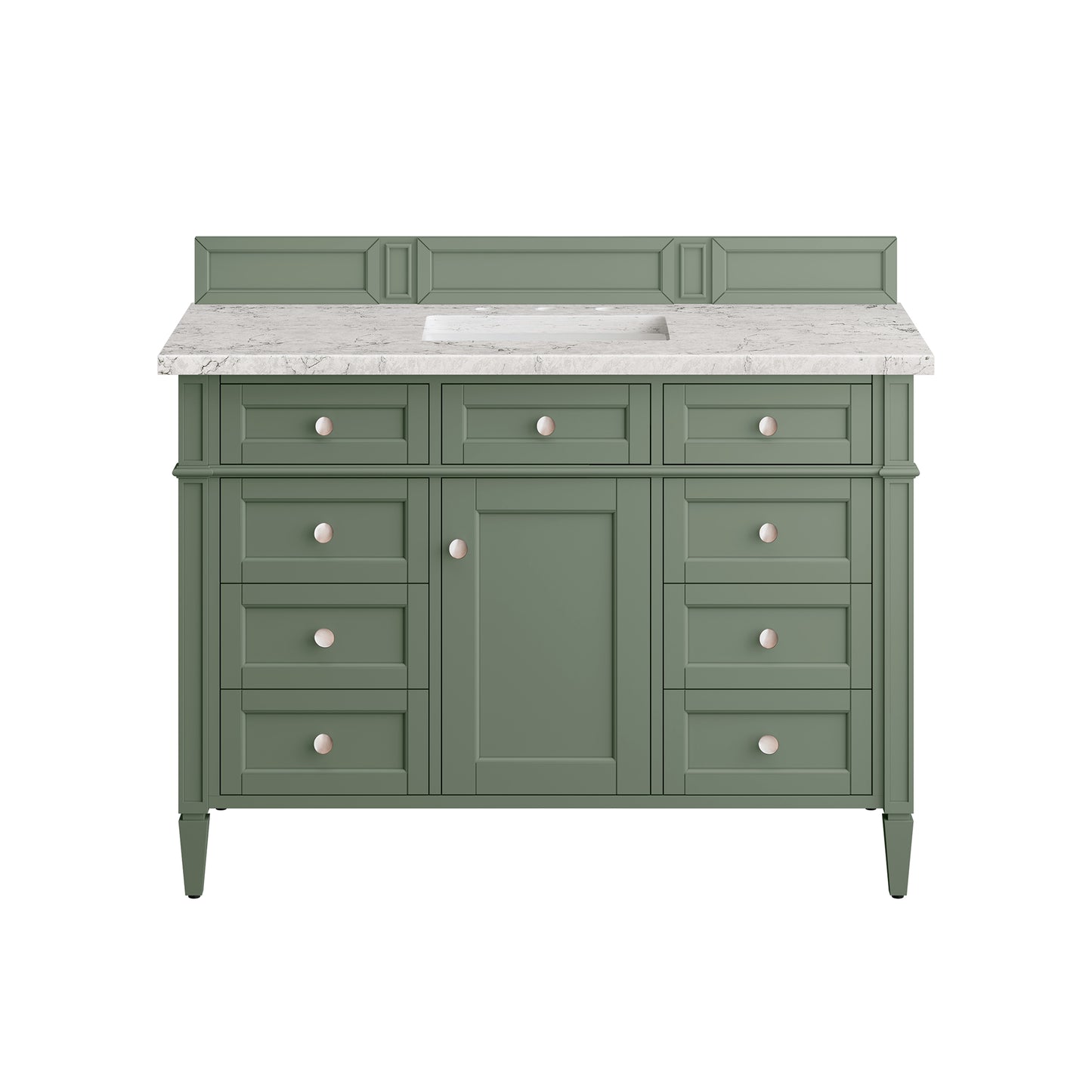 James Martin Vanities Brittany 48" Smokey Celadon Single Vanity With 3 cm Eternal Jasmine Pearl Top and FreePower Wireless Charger